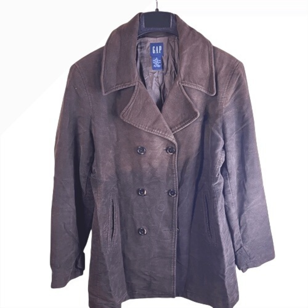 Gap Womens Brown Distressed Pea‎ Coat Size Small Career Work Wear